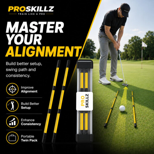 PROSKILLZ UK PRO Golf Alignment Sticks – 2-Pack Collapsible Golf 1