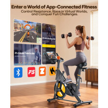 2026 Toputure Exercise Bike with Touchscreen LCD Display, Spin Bike with App Control 32-Level Electric Magnetic Resistance, Exercise Bikes for Home U