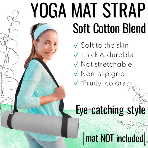 TECEUM Premium Yoga Mat Strap - Extra Soft & Thick Cotton - 1
