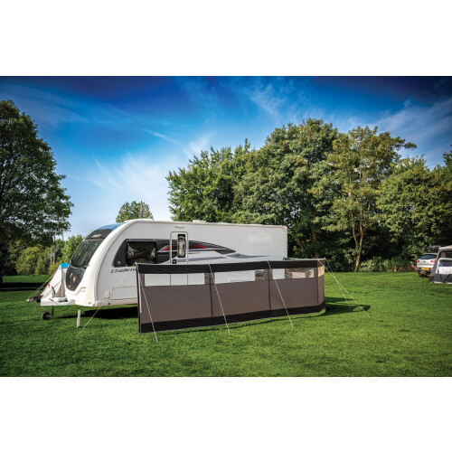Maypole 5 Panel Steel Poled Windbreak Privacy Screen With PVC Windows, 8m Width 1