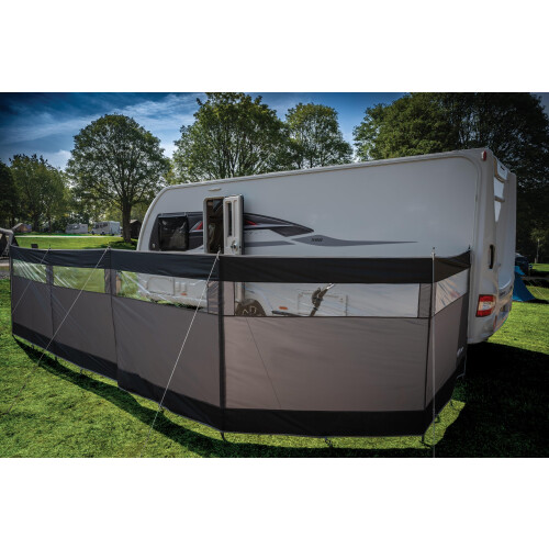 Maypole 5 Panel Steel Poled Windbreak Privacy Screen With PVC Windows, 8m Width 2