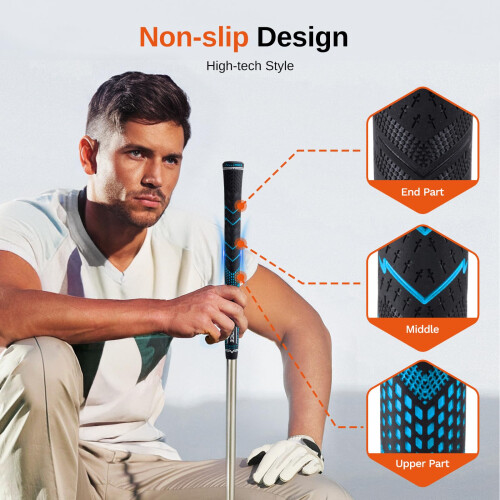 Full Choice Rubber Golf Grips 13 Pack, High Traction and Feedback, 1