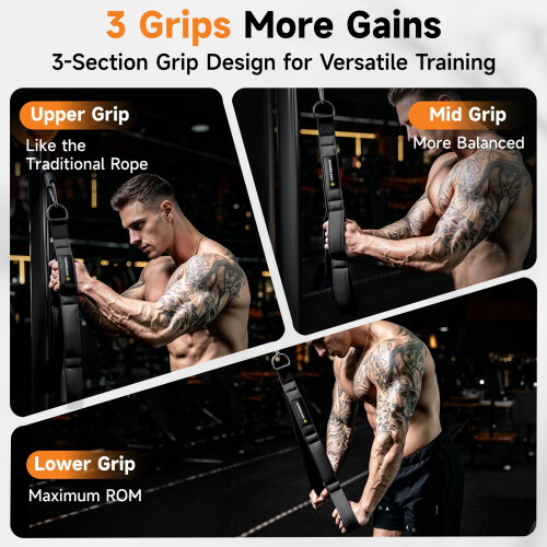 MANUEKLEAR Tricep Rope Cable Attachment Handles, Greater Range of Motion, Tricep Pull Down Rope for Push Downs, Crunches, Facepulls for Professional 2