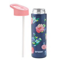 Smash Stainless Steel Water Bottle with Flip Top Lid and Straw - Rose 750ml