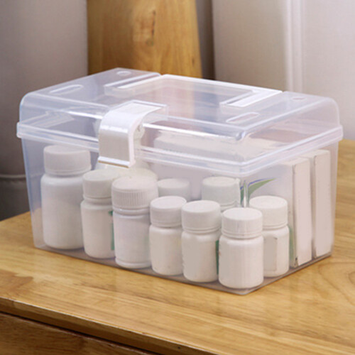 Transparente Aufbewahrungsbox, Kunststoff, Traggriff