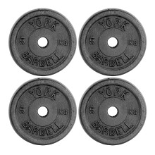 York Fitness 4 x 2.5kg Standard Cast Iron Disc Set, black