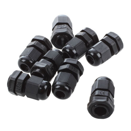 40 PCS PG7 Black Plastic Waterproof Cable Gland Connector 3-6.5mm 1