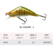 (J, 48MM/3.8G) Micro 48 Luya fake bait 3.8g submersed Minnow stream trout horse mouth bait 9046