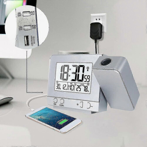 Projection Alarm Clock, Large Font 180 Rotatable Projection Clock 2