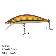 (F, 55MM/3.5G) Submersible Minnow bass with raised mouth, lure lure 55MM/3.5G, fresh sea water stream lure lure, Xiaominino 9197
