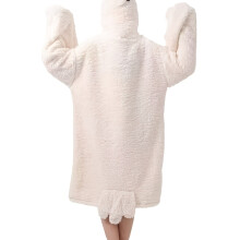 [Cartoon Goose Pajamas] Cartoon Funny White Goose Coral Fleece Pajamas Autumn/Winter Couples Onesie Thickened Fleece Home Robe