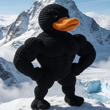 (Black) DIY Crochet Kit - Power Muscle Duck | Handcrafted Crochet Material Pack For Adults & Enthusiasts | Includes Soft Yarn, Crochet