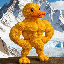 (Yellow) DIY Crochet Kit - Power Muscle Duck | Handcrafted Crochet Material Pack For Adults & Enthusiasts | Includes Soft Yarn, Crochet