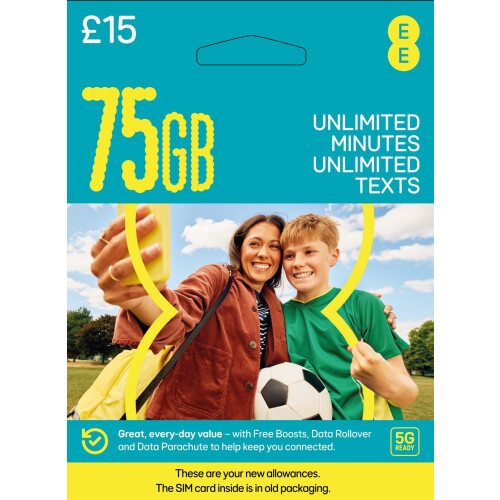 EE EE 75GB Data Sim includes