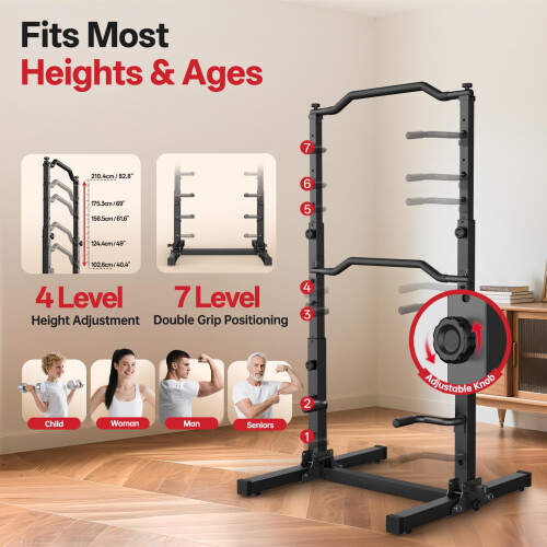 JOROTO Foldable Power Tower Pull Up Bar Station, Height Adjustable 1