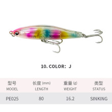 (J, 16g/8cm) Directly supplied pencil Luya bait fake bait bionic fish bait 8 cm 16 g PE025