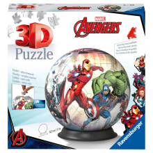 Ravensburger Marvel Avengers 72 Piece 3D Puzzle Ball for Kids, No Glue Required, Includes Stand, Ages 6 Years and Up