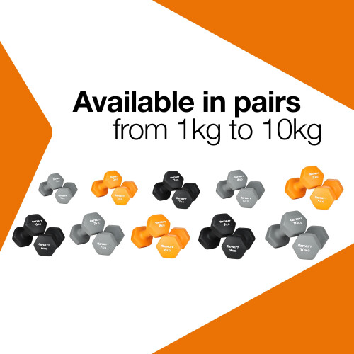 Athlyt Neoprene Dumbbell Set, 2 x 1kg, Grey 2