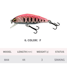 (F, 44mm/3g) Fast-sinking micro-object Mino Smith micro-speed SMITH bass speed stream trout bait Lua fake bait M44