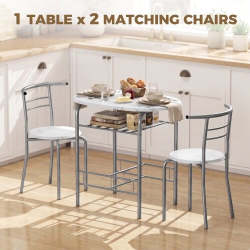 Homcom HOMCOM Breakfast Bar Table and Stools Set, Dining Room Set with Shelf 2