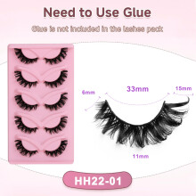 3D Faux Mink Wimpern, natürlicher Cat-Eye Wispy Strip Wimpern 5er Pack