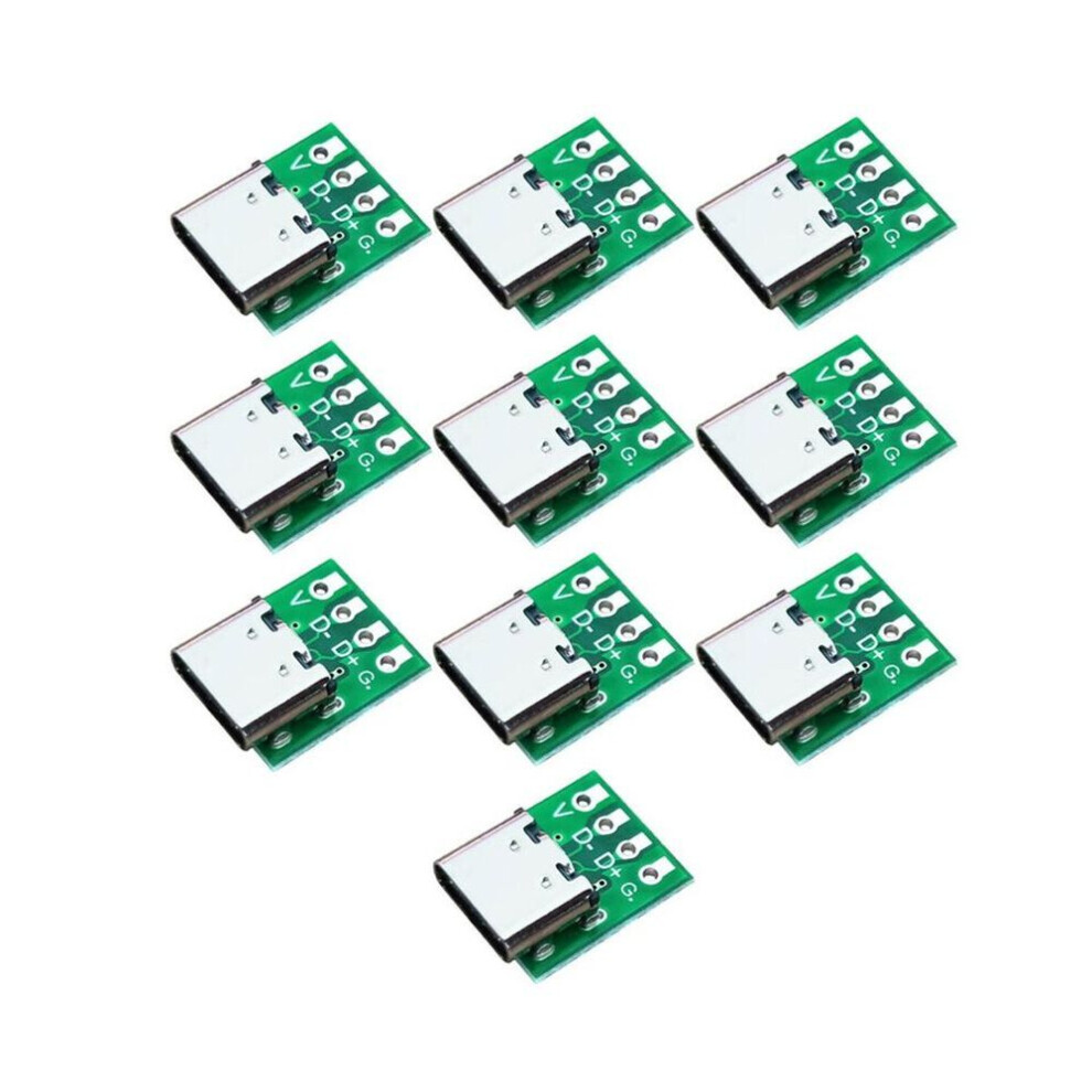 10 Pcs Type-C Usb3.1 16 Pin Female To 2.54Mm Type-C Connector 16P Adapter Test Pcb Board Plate Socket For Data Transfer 4745010568459