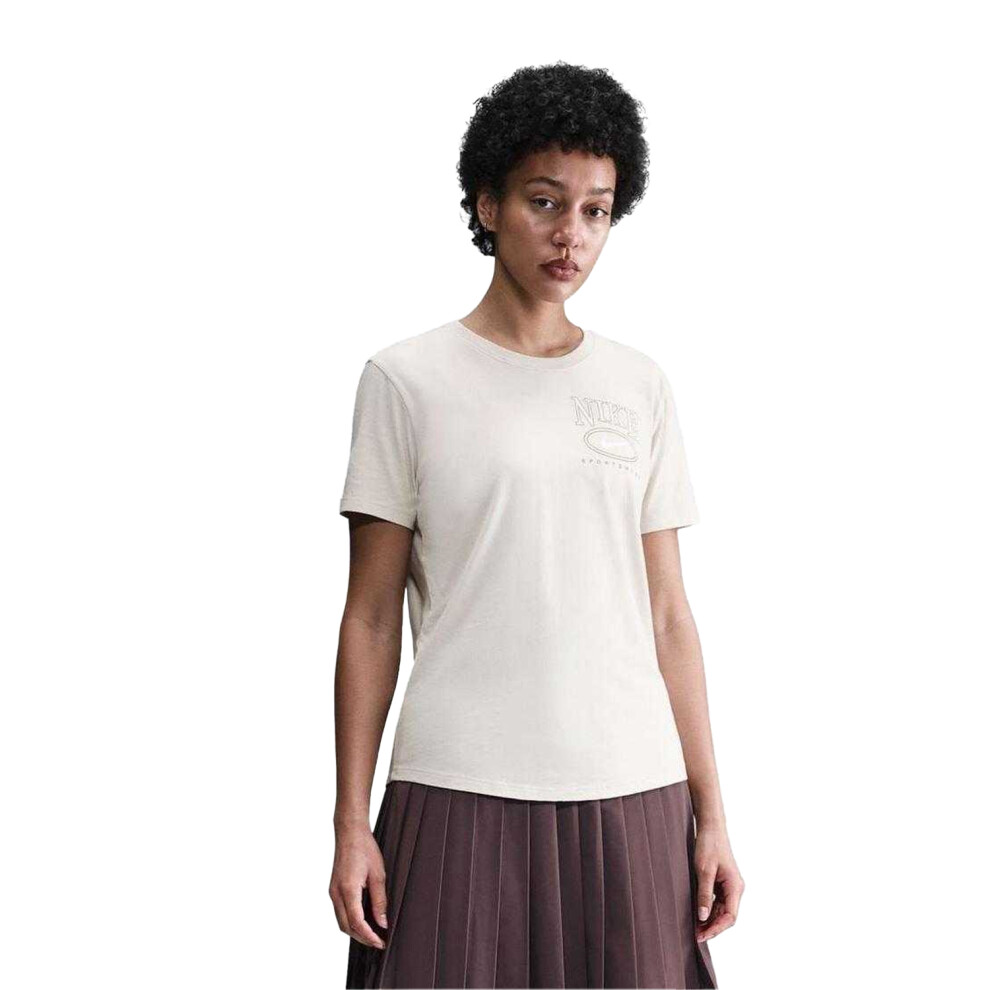 Nike (12 Uk, Light Beige) Womens/Ladies Sportswear Club Swoosh T-Shirt Cream,Multicoloured