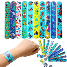 Ocean Animal Slap Bracelets Wristband Slap Bands for Kids Party Bag Filler,20Pcs Sea Animals Snap Bracelet Band Bulk for Kids Boys Girls Birthday Mar