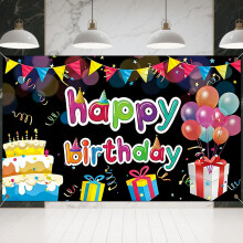 Birthday Banner Backdrop Extra Large 71 x 43 Inch Fabric Happy Birthday Sign Colorful Party Decorations Photo Booth Background for Kids Boys Girls (B