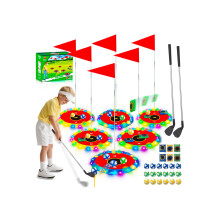 VATOS 2-in-1 Light up Golf Toy Set- Golf Chipping & Bean Bag Toss with 6 LED Targets, 2 Clubs, 18 Balls, Night Golfs Play for Indoor Outdoor Party Ya