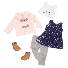 Our Generation - Cheerfully Chilly - Outdoor Outfit - Duffle Coat - 18-Inch Doll Clothes - Pretend Play - Toy for Kids 3 Years +