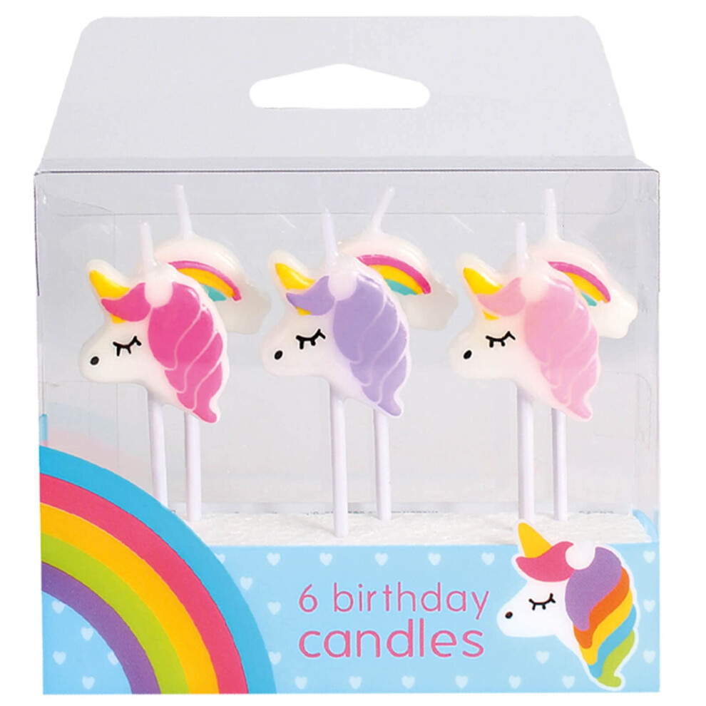 Culpitt Pink/Purple Baked With Love Unicorn Candles, And Unicorns For Cakes And Cupcakes, Pack Of 6