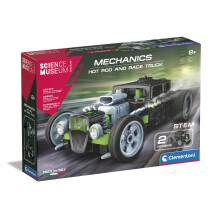 Clementoni- Science Museum Mechanics: Hot Rod & Rocket Truck Building Set, 2 Models in 1, Moving Gears, STEM Learning Toy for Kids (8+ years)