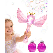 Toys for 3-8 Year Old Girls: Magic Wand Bubble Machine for Kids, Light-Up Bubble Maker with Music, Automatic Bubble Blower Toy for Girls Boys, Outdoo