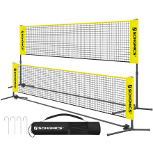 SONGMICS 4 m Badminton Net, Volleyball Net, Adjustable Height Poles Portable Set for Tennis, Beach-Volleyball, for Garden, Park, Outdoor, Yellow SYQ4