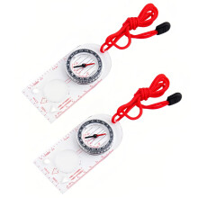DOETYD 2 Pcs Navigation Compass Map Ruler Magnifier with Adjustable Lanyard for Explorer Outdoor Adventure Enthusiasts, Navigation Compass for Map Re