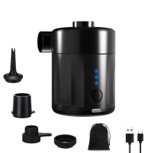 Mojimdo Portable Electric Air Pump for Inflatables, Rechargeable Battery Air Pump for Airbed 2-in-1 Portable Mini Vacuum Pump with 4 Air Nozzles and