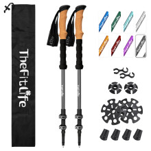 TheFitLife Trekking Poles - Lightweight 7075 Aluminum Hiking Sticks with Cork Grips, Adjustable Telescopic Design, Metal Flip Lock for Men & Women -