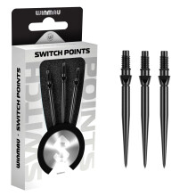 WINMAU - Switch Points - Carbon Steel Tip - Threaded Rapid-Change Mechanism - 1 Set per Pack - Smooth Black Effect 40mm - Professional Darts Accessor