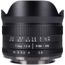 7.5MM F2.8II Ultra Wide Angle Fisheye Micro Single Lens A600 Suitable for E-Mount Lens, APS Format Lens,62.3x50.6mm