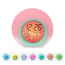 2X Kids Alarm Clock - Wake  Light Digital Clock with 7 Colors Changing, Press Control and Snooze Function for Bedrooms