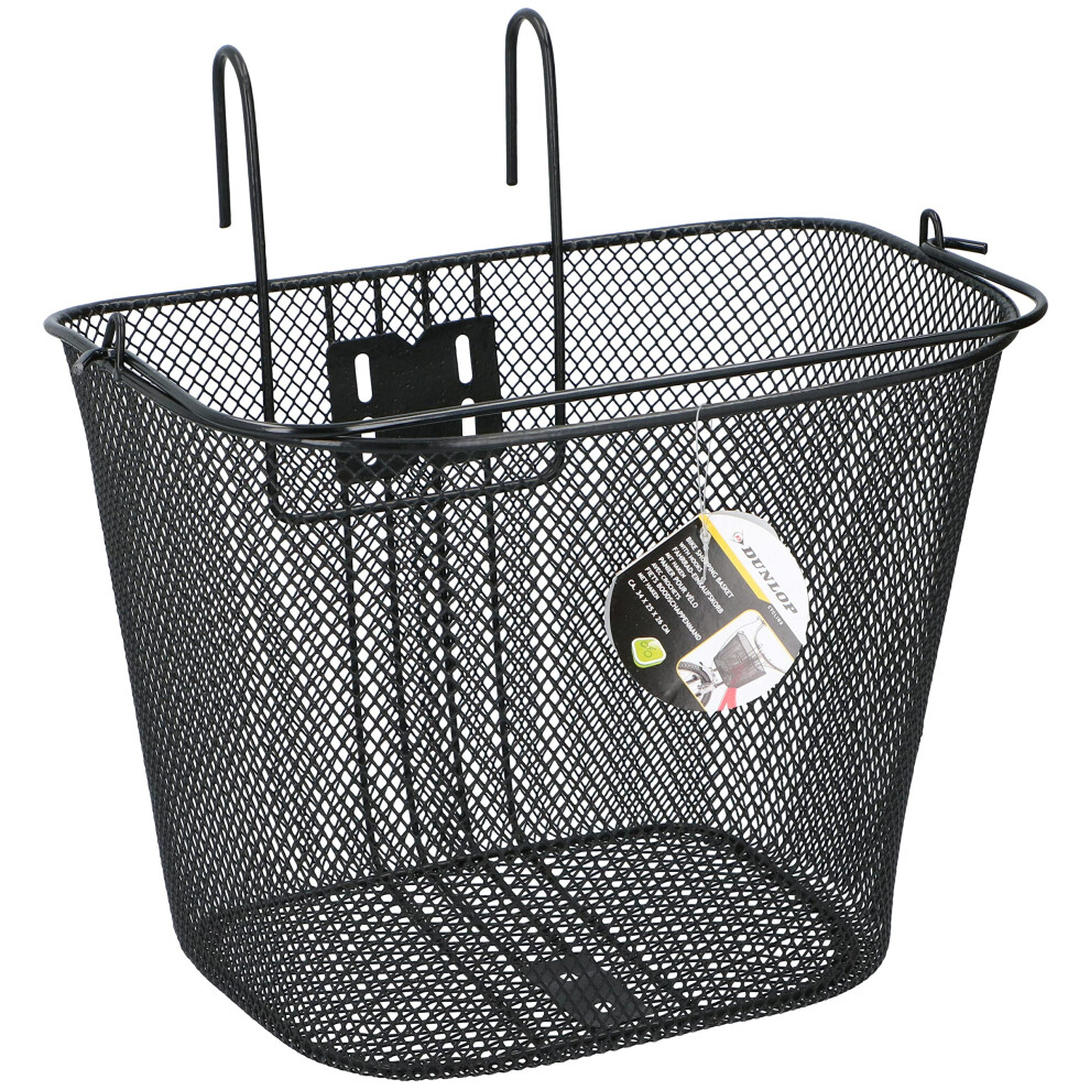 Dunlop Bicycle Basket Front 22L - Bicycle Basket With Handle And Hooks - Bike Basket 34 X 24.5 X 26 Cm - Suitable For Electric Bike, Granny Bike, And