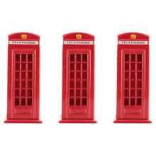 3X Metal Rosso British English London Cabina Telefonica Bank Coin Bank Saving Pot Salvadanaio Cabina Telefonica Booth 140X60X60mm