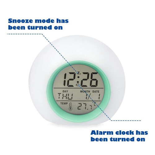 3X Kids Alarm Clock - Wake  Light Digital Clock with 7 Colors Changing, Press Control and Snooze Function for Bedrooms