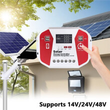 Solar Charge Controller 100A 12V 24V 48V Auto PV Regulator with LCD Display 4 USB for Lead Acid Li