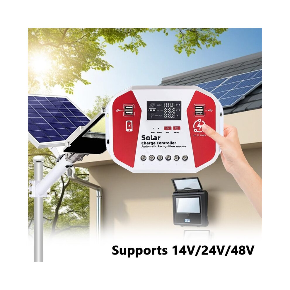 Solar Charge Controller 100A 12V 24V 48V Auto Pv Regulator With Lcd Display 4 Usb For Lead Acid Li 4711928038124