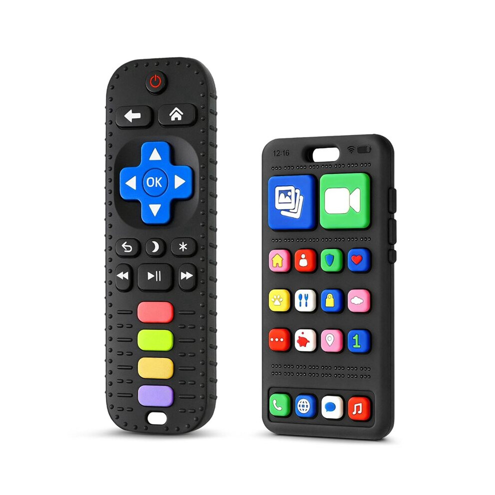 Baby Teething Toys 3-6 Months, Silicone Phone and Remote Teether Toys Sensory Chew Toys,Infant Teething Relief
