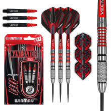 WINMAU Darts Navigator 21g 90% Tungsten Steeltip Darts Set with Dart Flights and Dart Shafts (Stems)
