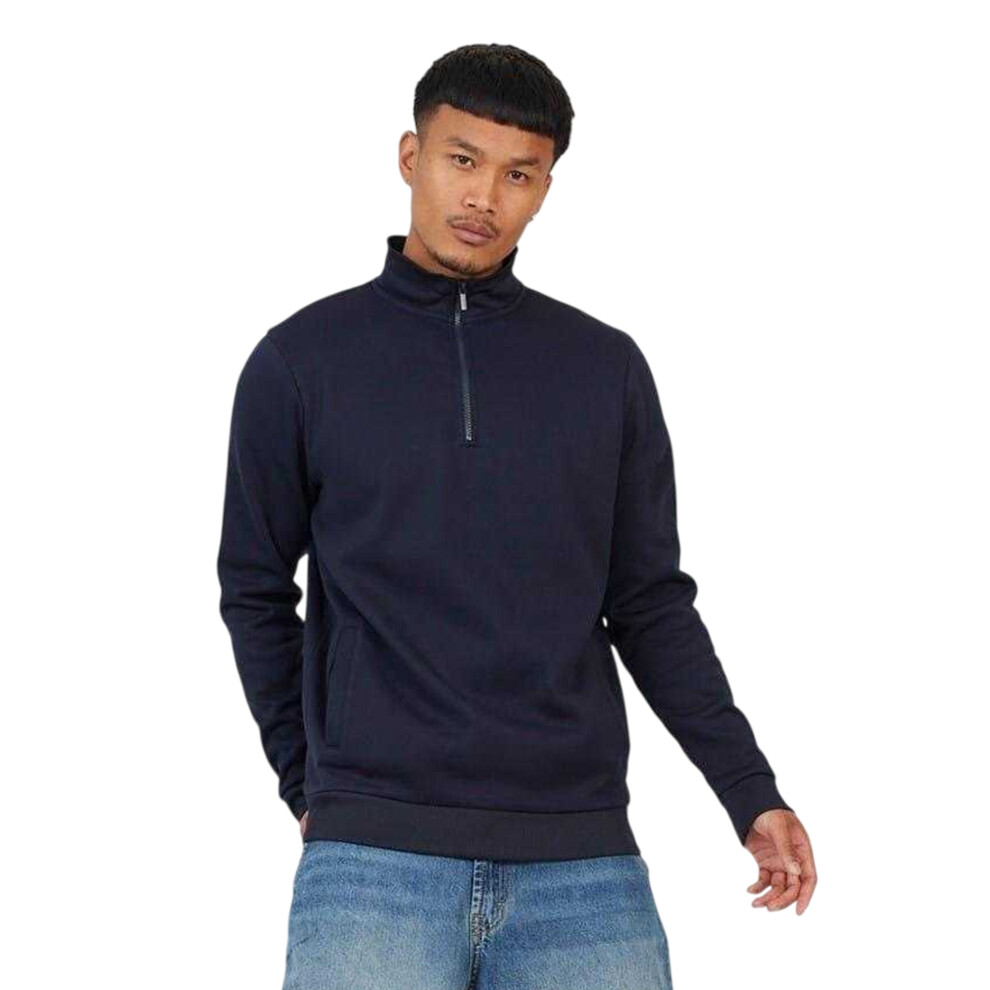 Brave Soul (L, Navy) Mens Funnel Neck Sweatshirt Blue,Multicoloured