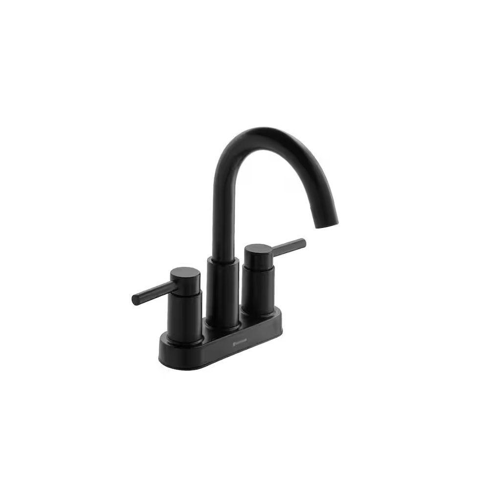 Glacier Bay Dorind 4 In. Centerset 2-Handle High-Arc Bathroom Faucet In Matte Black, Color/Finish : Matte Black 468811184607